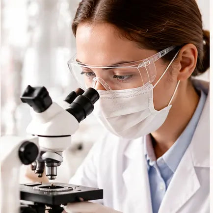 Laboratory scientist performing microscope testing